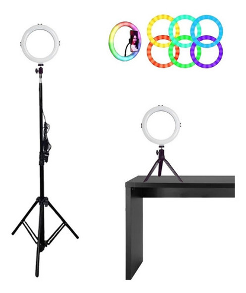 Ring Light Iluminador 26cm Luz Led  Foto Make Blogueiro Rgb 1