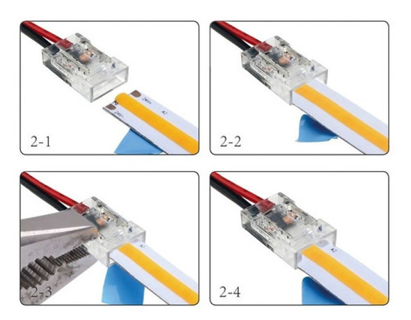 Kit C/ 5 Conectores Tiras De Encaixe P/ Fita Led Cob 12v 18w 1