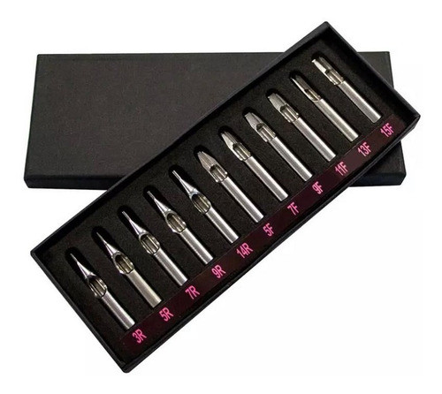 11 Ponteiras (tip De Aço Inox) Traço/pinturatatuagem/tatto 0