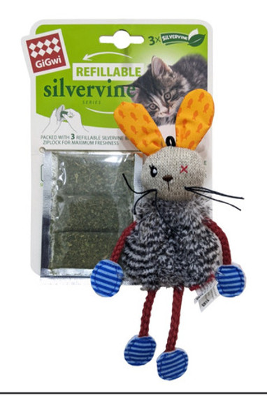 Juguete Premium Gigwi Conejo Rellenable Con Catnip Para Gato 0