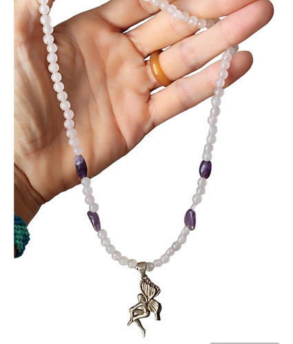 Collar Alas De Mariposa Cuarzo Rosa Amatista Coraocristale 0