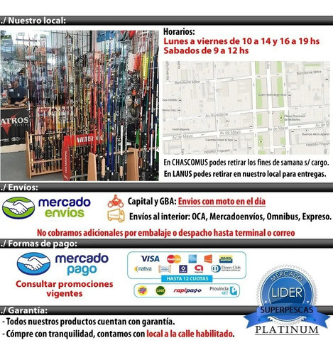 Combo Pesca Variada Albatros Caña 210 2 Tram + Reel 3 Rulem 1