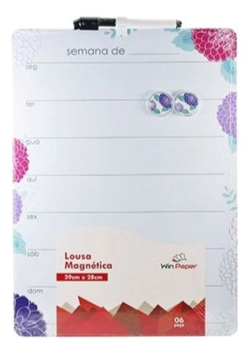 Lousa Magnética Planejamento Flores 39cmx27cm Win Paper 0