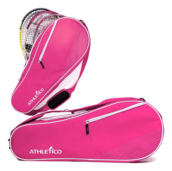 Bolso Raquetero Athletico 3 Raquetas, Acolchado Unisex Rosa 0