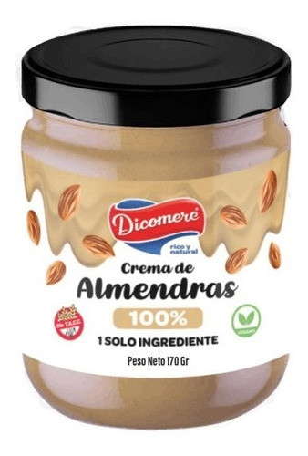 Crema De Almendras 100% Natural Dicomere 170g Sin T.a.c.c 0