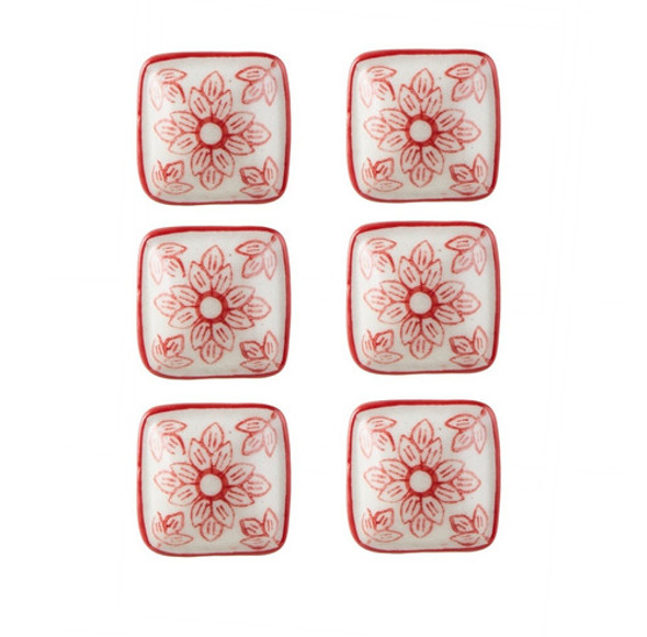 Setx6 Tirador Deco Rojo De Ceramica D 3,6cm 0