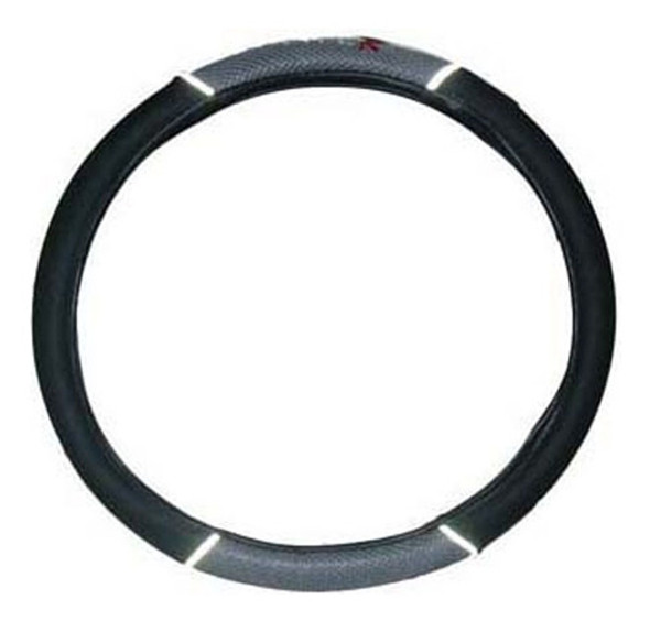 Cubre Volante Forrado Tela Y Cuerina Negro Con Gris 0