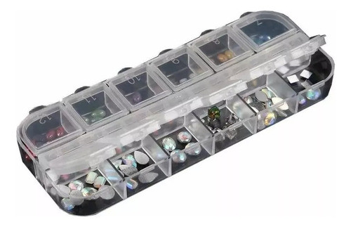 Caja Organizadora 12 Divisiones Strass Glitters Deco Uñas 0