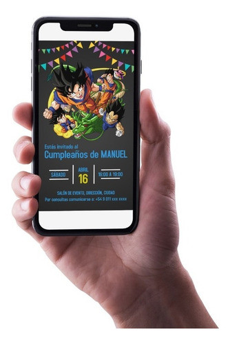 Invitación Digital Dragon Ball Z Super Tarjeta Cumpleaños 0