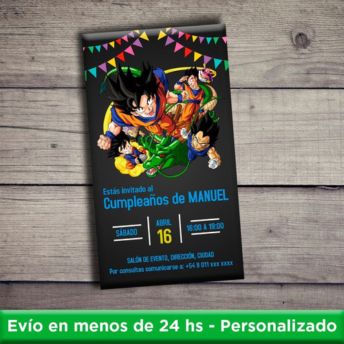 Invitación Digital Dragon Ball Z Super Tarjeta Cumpleaños 1