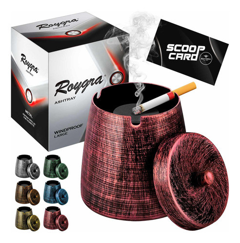 Cenicero Con Tapa, A Prueba De Viento, Sin Humo, Grande, R 0