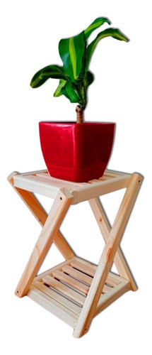 Portamacetas De Madera Pino Macetero Moderno Con Estante 0