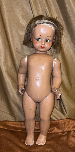 Muñeca Muy Antigua Baquelita O Símil Ojos Movibles Restaurar 0
