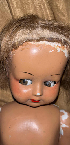 Muñeca Muy Antigua Baquelita O Símil Ojos Movibles Restaurar 1