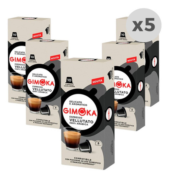 Cápsulas De Café Gimoka Espresso Vellutato 10 Cápsulas X 5 0