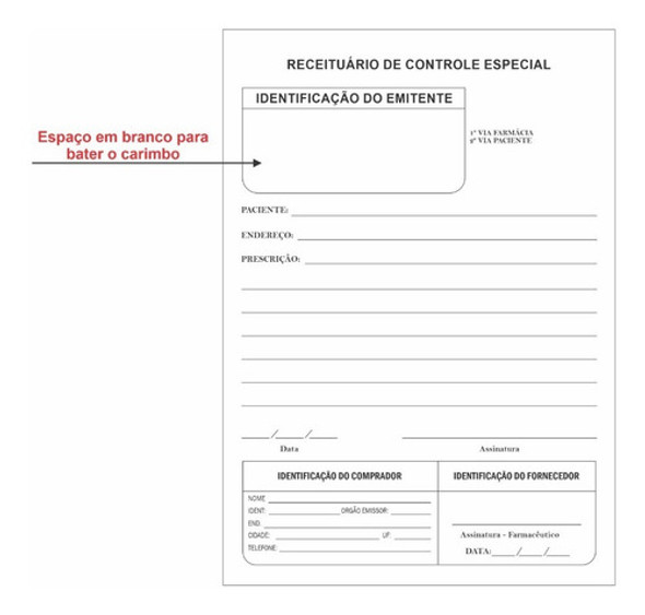 Talão Receituario Medico Com 2 Vias - 4 Unidades C/ Carbono 1