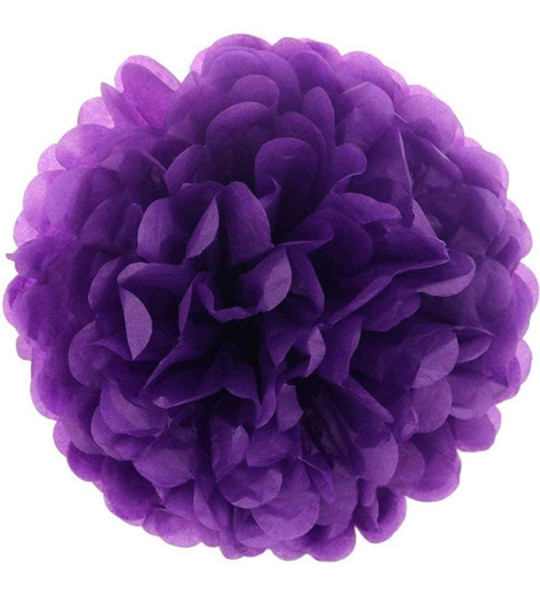 Pompones Papel De Seda Violeta Fiestas Eventos Setx6 35cm 0