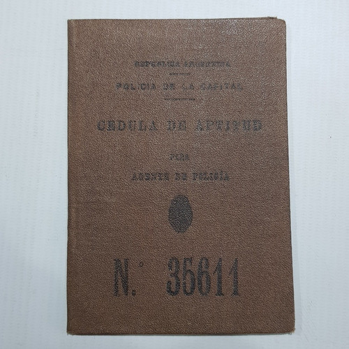 Policía De La Capital Cédula Aptitud 1920 Exc Est Mag 59467 0