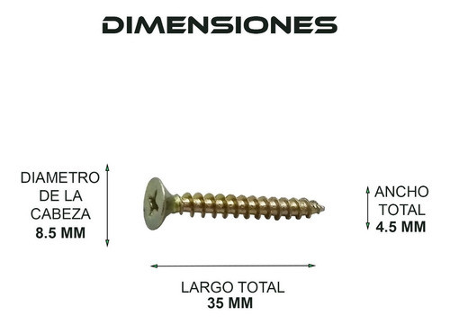 Tornillo Fix 4.5 X 35 - Caja X 200u - Dorados - Fdn 1