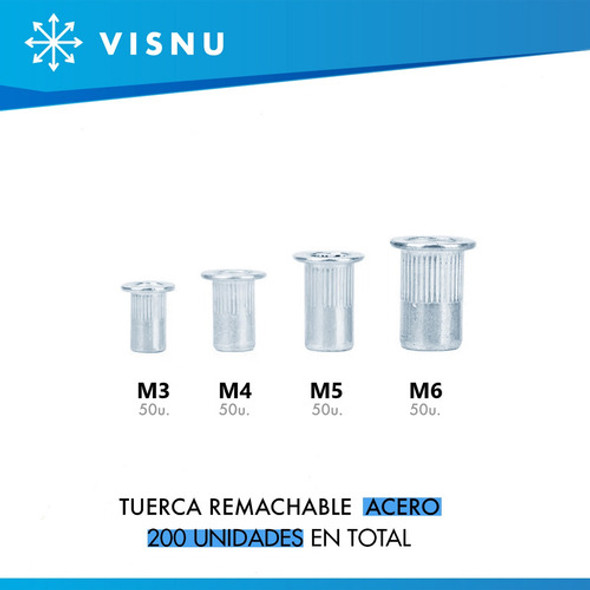 Combo Remache Roscado Tuerca Acero M3 M4 M5 M6 - Visnu 1 Combo Remache Roscado Tuerca Acero M3 M4 M5 M6 - Visnu 1
