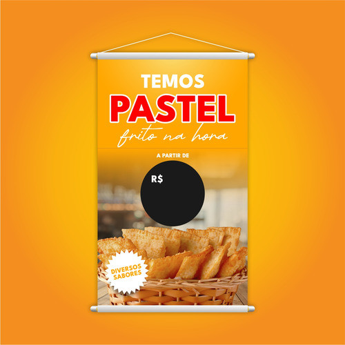 Banner Temos Pastel Frito Na Hora Sabor Preço Lona Grande 1