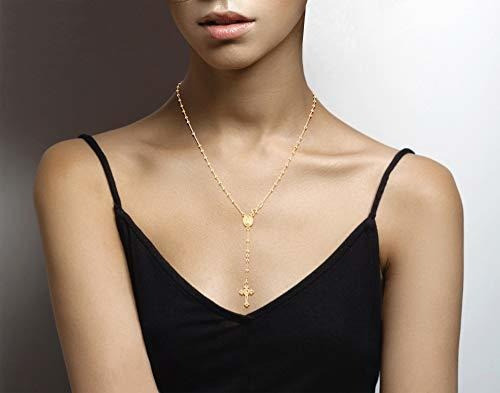 Collar De Oro De 18 K Sobre Plata De Ley Italiana Con Rosari 1