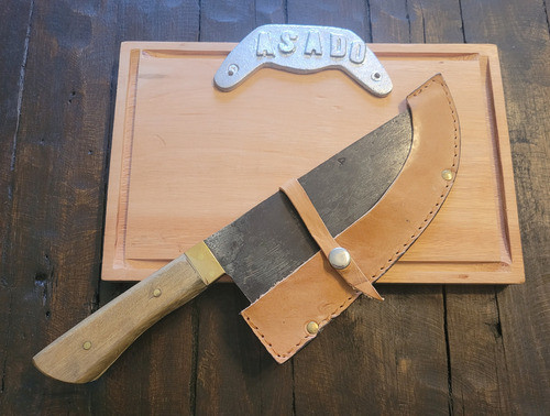 Tabla Asado Parrilla Madera Asador Logo Hacha Disco Arado 1