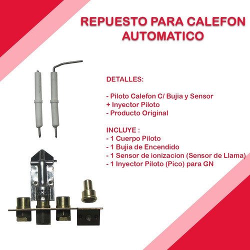 Piloto Calefón C/bujía Y Sensor + Inyector Piloto Mod 320bmo 1