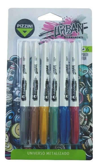 Marcadores Pizzini Urban Permanente X 6 Universo Metalizado 0 Marcadores Pizzini Urban Permanente X 6 Universo Metalizado 0