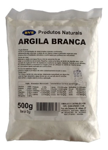 Argila Branca Pó - 500g Bvs 0