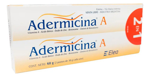 Adermicina A Crema Cicatrizante Regeneradora Germicida 2x30g 0