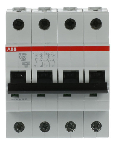 Llave Termica Abb Tetrapolar 4x20a 6ka Curva C 0