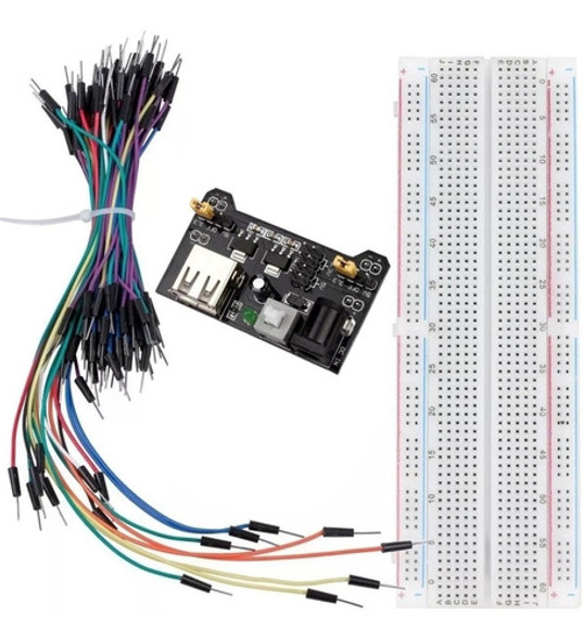 Kit Com Protoboard 830 Pontos + Jumpers + Fonte Para Arduino 0