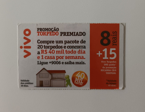 Cartão Telefônico Vivo Pré-pago: 0 7937. Ano 2010. 0