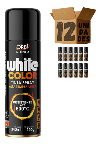 Kit 12 Tinta Spray Alta Temperatura 600ºc Escape Motor Forno 0