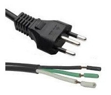 Cabo De Força Tripolar Ac 0,75mm Plugue 10 Amp 1 Metro 10pçs 1