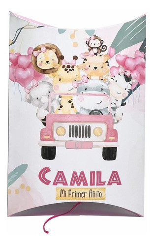 Piñata Personalizada Safari Rosa Animales De La Selva 0