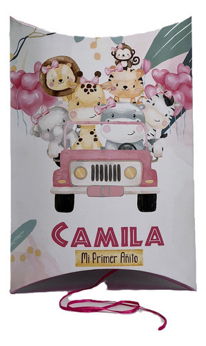 Piñata Personalizada Safari Rosa Animales De La Selva 1