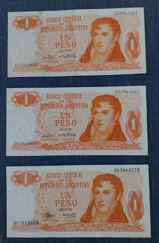 Billete De 1 Peso. Manuel Belgrano. Ley 18.188. Década 70. 0
