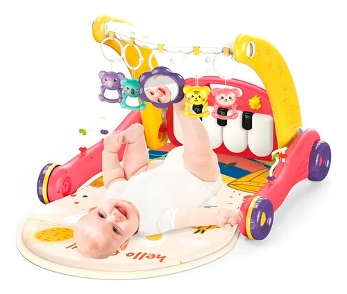 Gimnasio Bebe Piano + Caminador 2en1 Rojo Pixel Baby 1