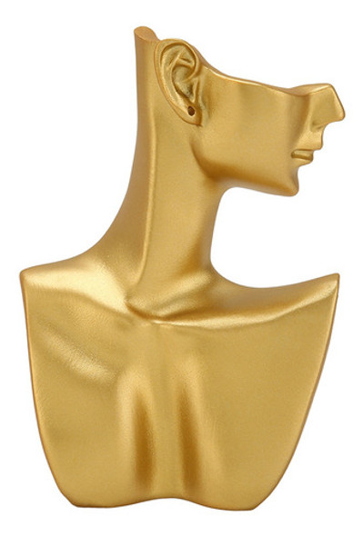 Colar Elegante Brincos Display Bust Golden Jewelry Resin 0