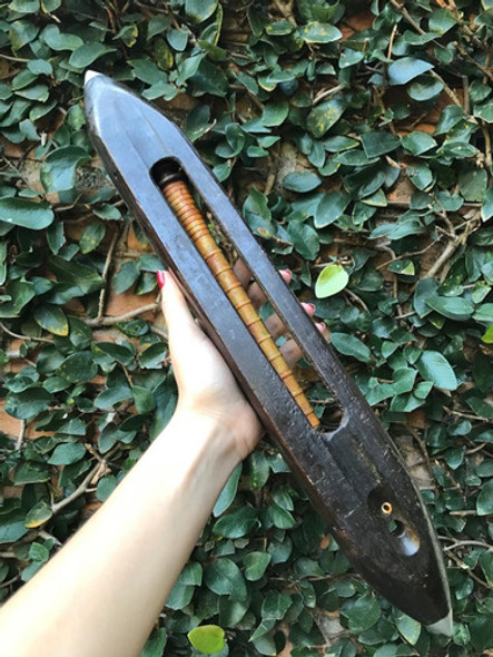 Tear Tecelagem Manual Lançador Antigo Usado Madeira Vara 0