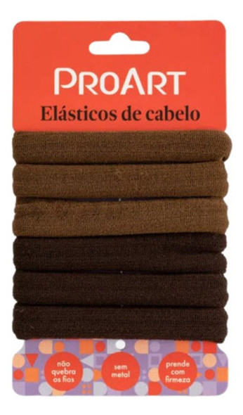 Elásticos De Cabelo Marrom 6 Unidades - Proart 0
