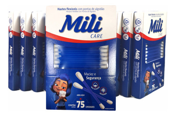 Cotonetes Hastes Flexiveis Mili Care 900 Unidades 12 Caixas 0