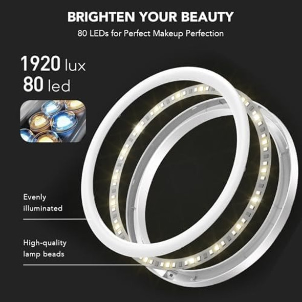 Espelho De Maquiagem  8 Com Luzes, Espelho De Ampliação Com 1