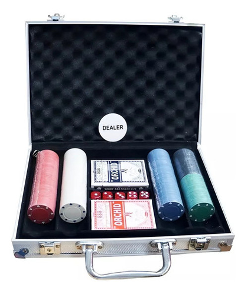 Juego Poker 200 Fichas 2 Cartas Profesional Maletin Aluminio 0