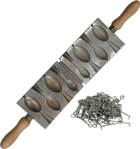 Molde Plomada Almeja 4 Peso 20, 40, 60, 80gr + Ganchos X 100 0