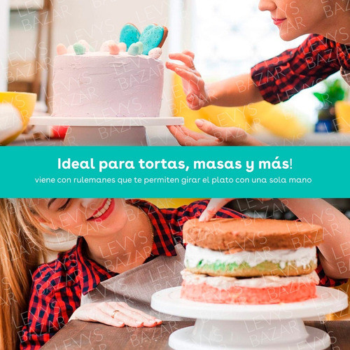 Set Reposteria Plato Giratorio + 3 Espatulas Escalon Acero 1