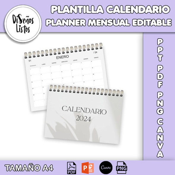 Kit Imprimible Calendario Editable 2024 Almanaque Planer 1