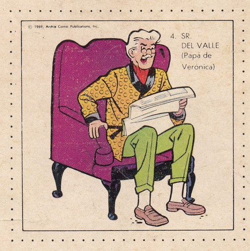 1969 Historieta Archie Figurita Nº 4 Album Novaro Vintage 0